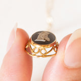 Vintage-Halskette aus 9-karätigem Gelbgold mit Jaspis-Anhänger aus 9-karätigem Gelbgold, 70er Jahre