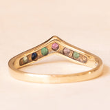 Vintage-Ring „Dearest“ aus 9 Karat Gelbgold mit Diamant, Smaragd, Amethyst, Rubin, Smaragd, Saphir und Turmalin, Jahr 1992