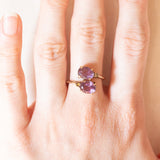 Vintage-Ring „Toi et Moi“ aus 9-karätigem Gelbgold mit Amethysten (ca. 2 Karat) und weißen Spinellen, Jahr 2006