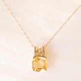 Vintage 9K Yellow Gold Chain Necklace with 9K Yellow Gold Pendant with Citrine Quartz and Peridots