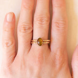 Anello doppio girevole vintage in oro giallo 9K con amazonite e ambra, anni ‘70/‘80