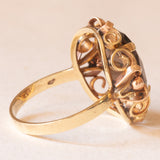 Vintage-Cocktailring aus 14-karätigem Gelbgold mit Rauchquarz (ca. 4.70 Karat), 60er Jahre