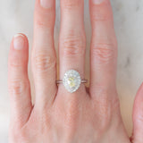 Anello ballerina vintage in platino con diamante fancy yellow (0.79ct) e diamanti (0.53ctw), anni ‘90