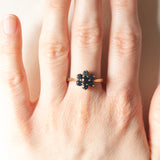 9K yellow gold daisy ring with sapphires (approx. 1.20ctw), year 1992