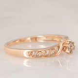 Anello vintage in oro rosa 9K con diamanti (0.03ctw ca.), anni ‘90
