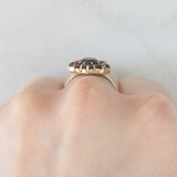 Anello a fiore vintage in oro giallo 8K con granati (2ctw ca.), anni ‘50/‘60