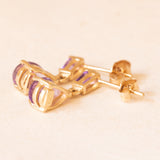 Vintage-Tropfenohrringe aus 9-karätigem Gelbgold mit Amethyst (ca. 1 ctw), 80er Jahre