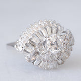 Anello ballerina vintage in oro bianco 18K con diamanti (1ctw ca.), anni ‘80