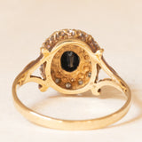 Vintage-Gänseblümchenring aus 9-karätigem Gelb- und Weißgold mit Saphir (ca. 0.90 ct) und Diamanten (ca. 0.12 ctw), 1989