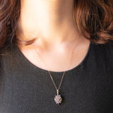 Vintage-Halskette mit Kette aus 9-karätigem Gelbgold und Anhänger aus 9-karätigem Gelbgold mit Tansaniten (ca. 0.48 ctw) und Diamanten, 80er/90er Jahre