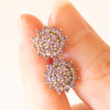 Vintage 9K yellow gold earrings with tanzanites (approx. 1ctw), 70s/80s