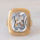Anello da cocktail vintage in oro giallo 8K con spinello azzurro sintetico (7ct ca.), anni ‘60/‘70