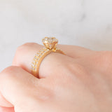 Anello a fiore in oro giallo 18K con diamanti di taglio brillante (1ctw), anni ‘70/‘80