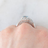 Anello vintage in platino con acquamarina (2.33ct) e diamanti (1ctw), anni ‘80/‘90