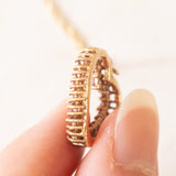 Vintage-Halskette aus 9-karätigem Gelbgold mit Herzanhänger aus 9-karätigem Gelbgold und synthetischen Rubinen, 70er Jahre