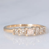 Veretta vintage in oro giallo 14K con diamanti fancy brown di taglio princess (1ctw ca.), anni ‘90