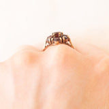 Vintage-Gänseblümchen-Ring aus 9-karätigem Gelbgold mit Granaten (ca. 1 Karat), 50er Jahre