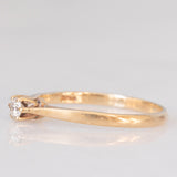 Solitario vintage in oro giallo 9K con diamante di taglio brillante (0.10ct ca.), anno 1982