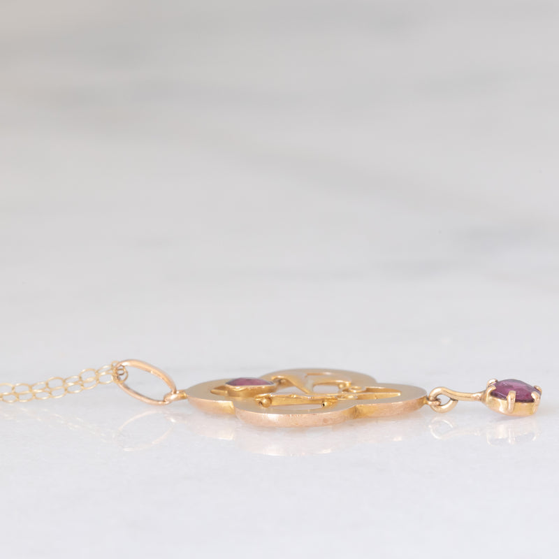 Pendente antico lavalier in oro giallo 9K con ametiste (0.35ctw ca.), anni ‘10/‘20