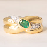 Vintage-Ring aus 18-karätigem Gelb- und Weißgold mit Smaragd (ca. 0.35 ct) und Diamanten (ca. 0.04 ctw), 70er Jahre