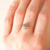 Vintage-Blumenring aus 9-karätigem Gelb- und Weißgold mit Diamanten (ca. 0.25 ctw), 1986