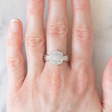 Anello a fiore vintage in platino con diamanti (1ctw), anni ‘80