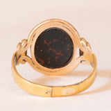 Vintage-Siegelring aus 14-karätigem Gelbgold mit Heliotrop (Blutstein), 50er Jahre