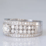 Bague vintage en or blanc 14 carats avec diamants taille brillant (environ 1.38 ct), années 80