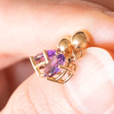 Vintage-Tropfenohrringe aus 9-karätigem Gelbgold mit Amethyst (ca. 0.70 ctw)