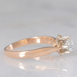 Solitario retrò in oro rosa 14K con diamante di taglio vecchia miniera (0.50ct ca.), anni ‘40