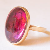 Anello da cocktail vintage in oro giallo 18K con tormalina rosa (12ct ca.), anni ‘60/‘70