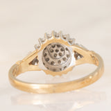 Bague fleur vintage en or jaune et blanc 9 carats avec diamants (environ 0.20 ct au total), 1994