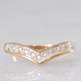 Anello a “V” in oro giallo e bianco 9K con diamanti (0.05ctw ca.), anno 1989