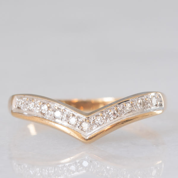Anello a “V” in oro giallo e bianco 9K con diamanti (0.05ctw ca.), anno 1989