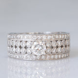 Bague vintage en or blanc 14 carats avec diamants taille brillant (environ 1.38 ct), années 80