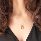 Vintage 9K Yellow Gold Chain Necklace with 9K Yellow Gold Pendant with Citrine Quartz and Peridots