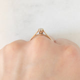 Solitario vintage in oro giallo 9K con diamante di taglio brillante (0.10ct ca.), anno 1982