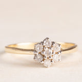 Vintage-Gänseblümchenring aus 9-karätigem Gelbgold mit Diamanten im Brillantschliff (ca. 0.35 ctw), 80er/90er Jahre