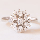 Vintage 14K White Gold Snowflake Ring with Brilliant Cut Diamonds (approx. 0.50ctw), 60s/70s