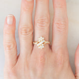 Anello vintage in oro giallo 14K con diamanti di taglio brillante e di taglio baguette (0.75ctw ca.), anni ‘70/‘80