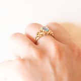 Vintage-Ring aus 9-karätigem Gelbgold mit behandeltem Blautopas (ca. 1.40 ct), Jahr 1999