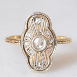 Anello antico in oro giallo 18K e argento con diamanti di taglio rosetta, primi del ‘900