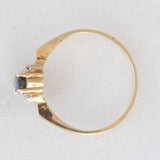 Anello vintage in oro giallo 18K con zaffiro (0.35ct ca.) e diamanti (0.04ctw ca.)