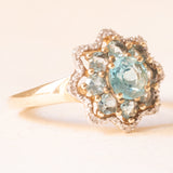 Blumenförmiger Vintage-Ring aus 9-karätigem Gelb- und Weißgold mit Apatiten (ca. 0.80 ctw) und Diamanten, 2007