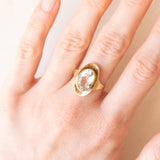 Vintage-Aquamarin-Cocktailring aus 14-karätigem Gelbgold (ca. 3.30 Karat), 70er Jahre