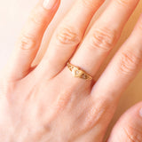 Herzförmiger Vintage-Siegelring + Zigeunerring aus 9-karätigem Gelbgold mit Zirkonia