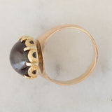 Solitario vintage in oro giallo 8K con granato, anni ‘50/‘60