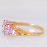Anello in oro giallo 9K con zaffiri rosa sintetici (1.24ctw)