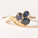 Vintage Ring aus 14 Karat Gelbgold mit Saphiren (ca. 0.80 ctw) und Diamanten (ca. 0.09 ctw), 60er/70er Jahre