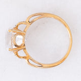 Anello da cocktail in oro giallo 9K con quarzo chiaro (3.40ct) e diamanti